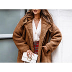 Damen Teddyfellmantel mit großzügigen Taschen und gemütlichem Kragen R&B