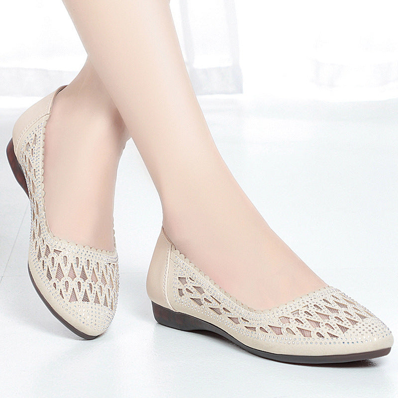 Damen Elegante Ballerinas mit modischem Cut-Out-Design und funkelnden Strassdetails R&B