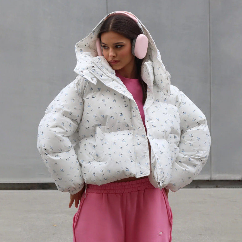 Damen gefütterte Blumensteppjacke im modernen Schnitt R&B