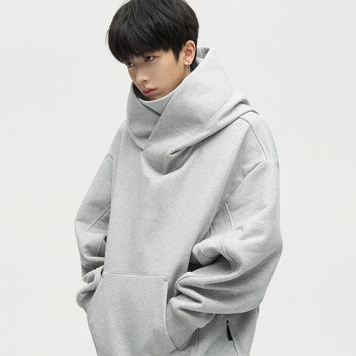 Damen Lässige Oversized Kapuzenpullover mit hochgezogenem Kragen R&B
