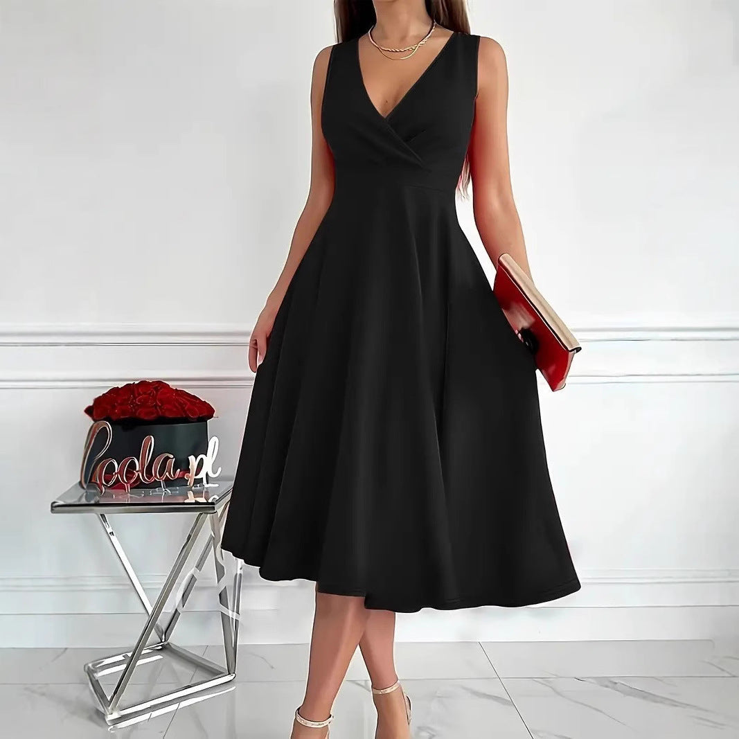 Damen elegantes A-Linie Wickelkleid mit V-Ausschnitt R&B