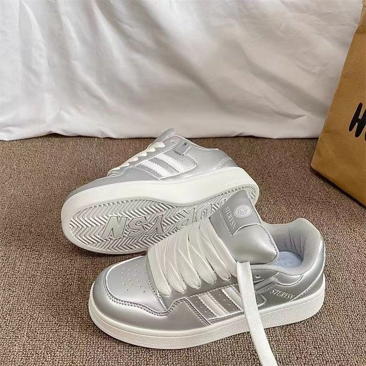 Damen Modische Sneaker mit schimmerndem Metallic-Obermaterial und gepolsterter Innensohle R&B