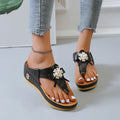 Damen Plateau-Sandalen mit dekorativem Blumendesign und komfortablem Fußbett R&B