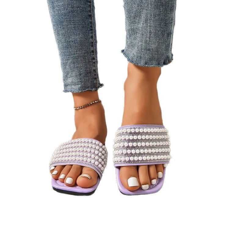 Damen Glamouröse Riemen-Sandalen mit Perlen-Applikation R&B