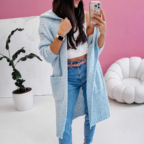 Damen Strickmantel mit luftiger Maschenstruktur und praktischen Taschen R&B