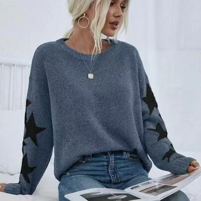 Damen Modischer Strickpullover mit Sternen-Muster R&B