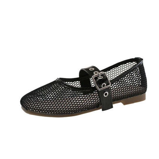 Damen Vintage Ballerinas mit dekorativem Schnallenverschluss R&B
