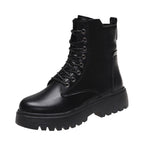Damen robuste Schnürstiefel mit hoher Sohle und praktischem Design R&B