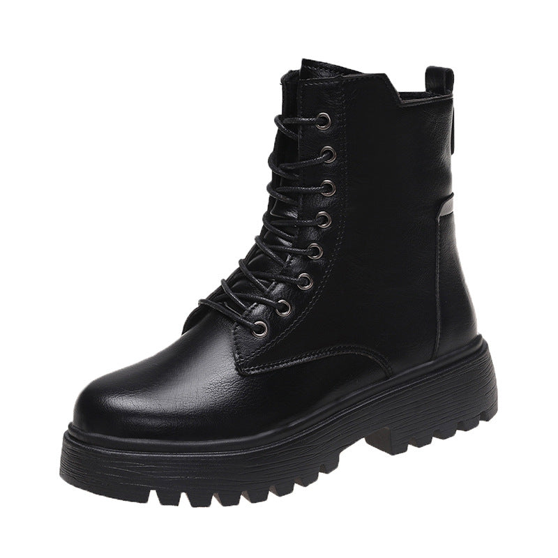 Damen robuste Schnürstiefel mit hoher Sohle und praktischem Design R&B