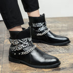 Damen Stiefeletten mit modischen Riemen und Kettenakzenten