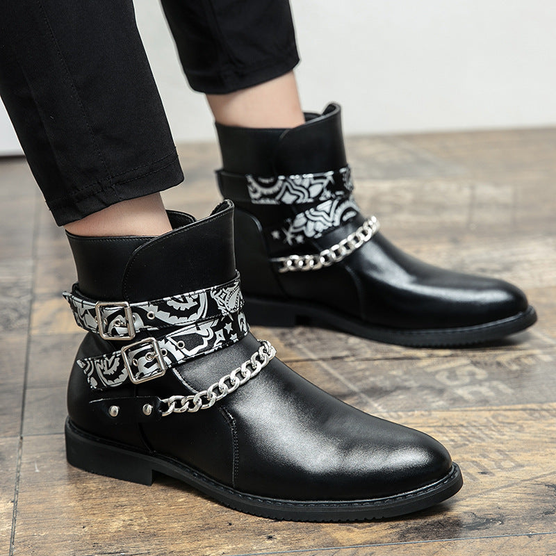 Damen Stiefeletten mit modischen Riemen und Kettenakzenten
