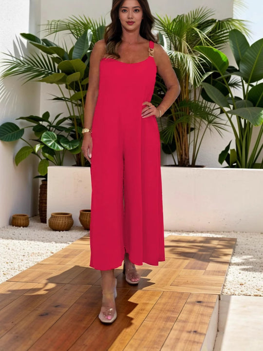 Damen Jumpsuit mit weiten Beinen und eleganten Trägern R&B