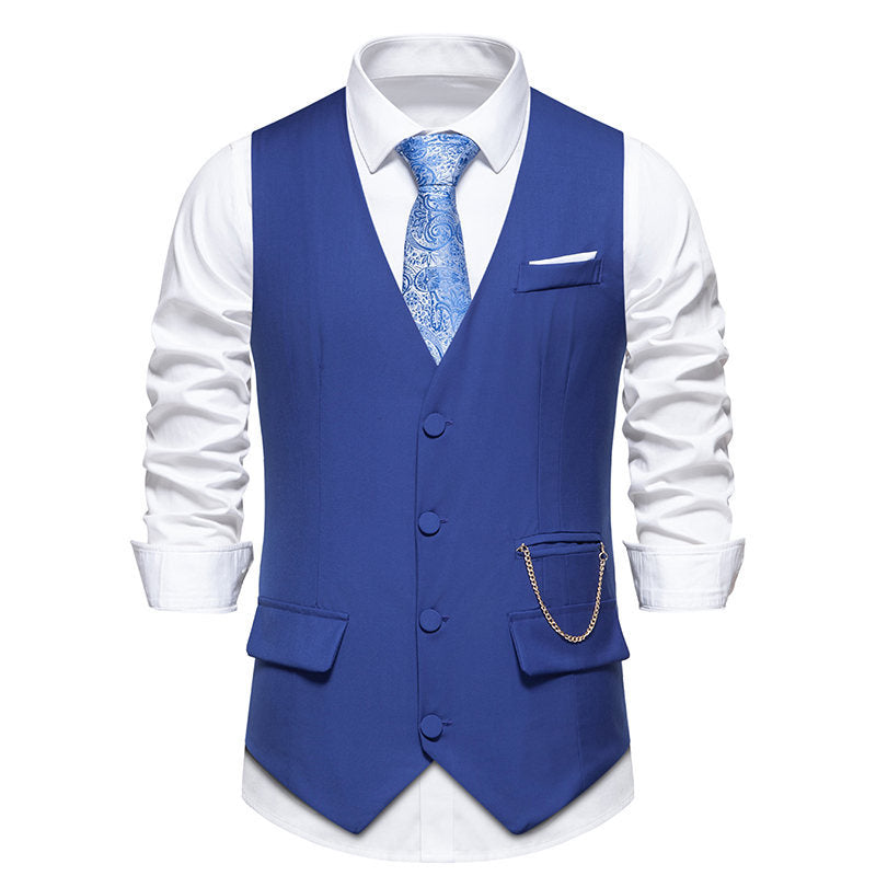 Herren elegante Anzugweste mit praktischen Taschen und modischem Design R&B