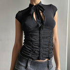 Damen Elegantes Rüschenshirt mit schickem BindR&Band R&B