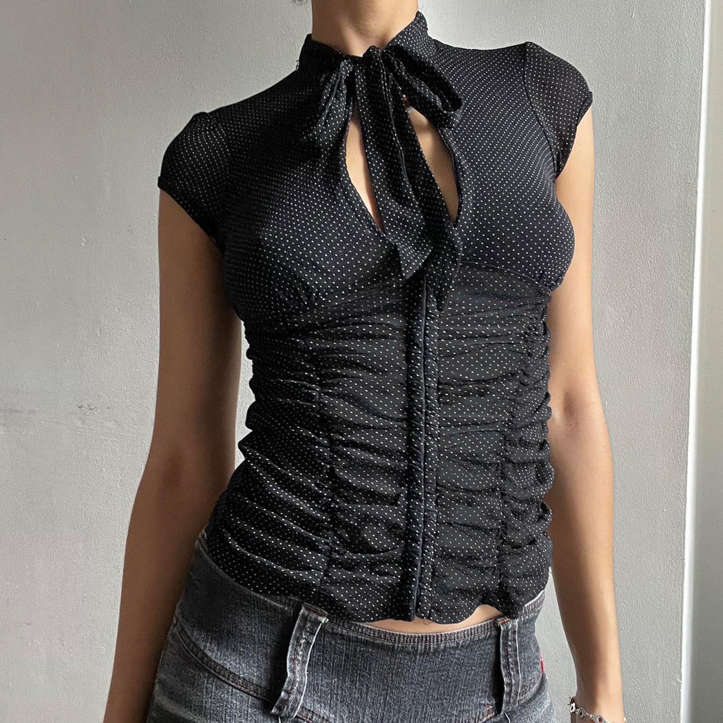 Damen Elegantes Rüschenshirt mit schickem BindR&Band R&B