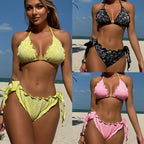 Damen Raffiniertes Triangel-Bikini-Set mit floralen Akzenten R&B