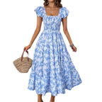 Damen Lange Maxikleid mit eleganten Rüschenträgern und gefüttertem Oberteil R&B
