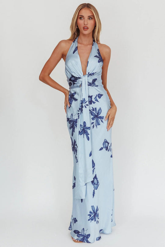 Damen Langes Wickelkleid mit floralem Muster R&B