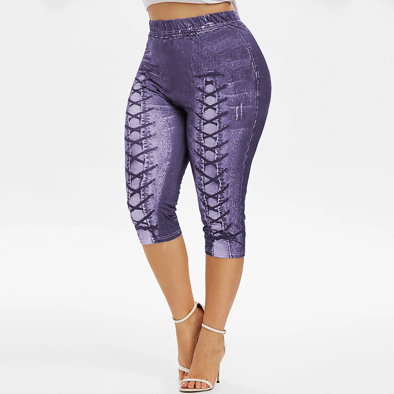 Damen Figurumspielende 3/4-Leggings mit Schnürdetails R&B