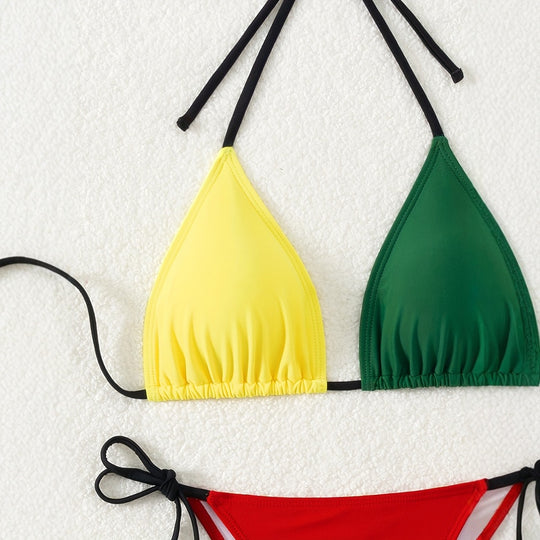 Damen Triangel-Bikini-Set mit modernen Bindebändern R&B