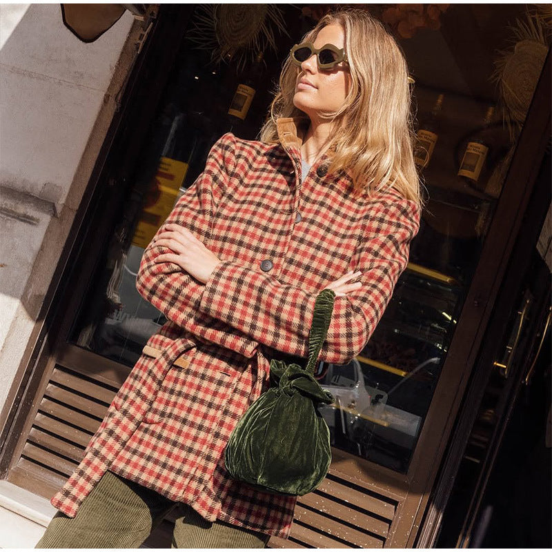 Damen Kariertes Oversized-Jacke R&B