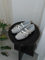Damen Ballerina-Schuhe mit dekorativem Netzdesign und komfortablem Riemen