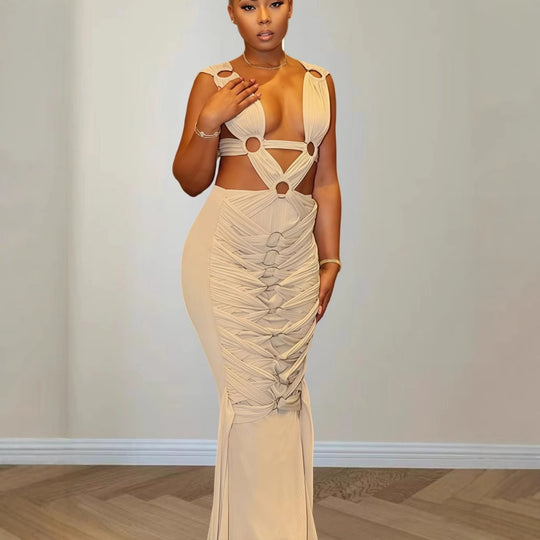 Damen Etuikleid mit raffinierten Cut-Out-Details und schimmerndem Finish R&B