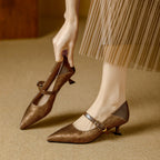 Damen Elegante Mary Jane Pumps mit dekorativem Riemen und niedrigem Absatz