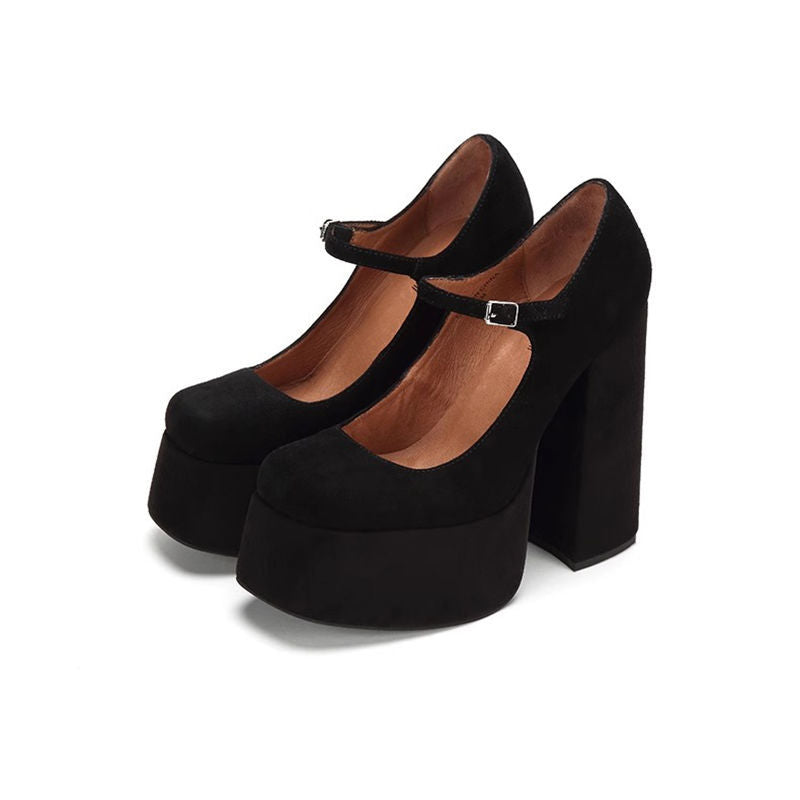 Damen elegante Plateau-Pumps mit verstellbarem Riemchen R&B