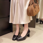 Damen elegante High Heels mit quadratischer Kappe und feinem Obermaterial