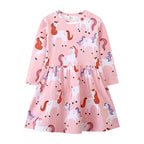 Mädchen Langarmkleid mit fröhlichem Einhorn-Design R&B
