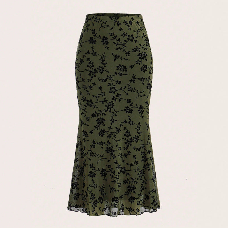 Damen Eleganter Maxirock mit floralem Design und leichtem Stoff R&B