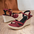 Damen Wedge-Sandalen mit bedruckter Korksohle und verstellbarem Riemendesign R&B
