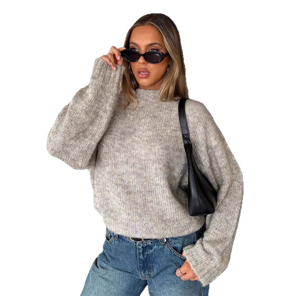 Damen kuscheliger Strickpullover mit weitem Schnitt und Struktur R&B