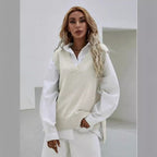 Damen Strickweste mit V-Ausschnitt und feiner Rippenstruktur R&B