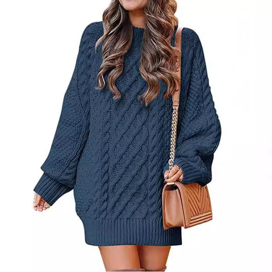 Damen Großer Strickpullover mit Zopfmuster und lässigem Schnitt R&B
