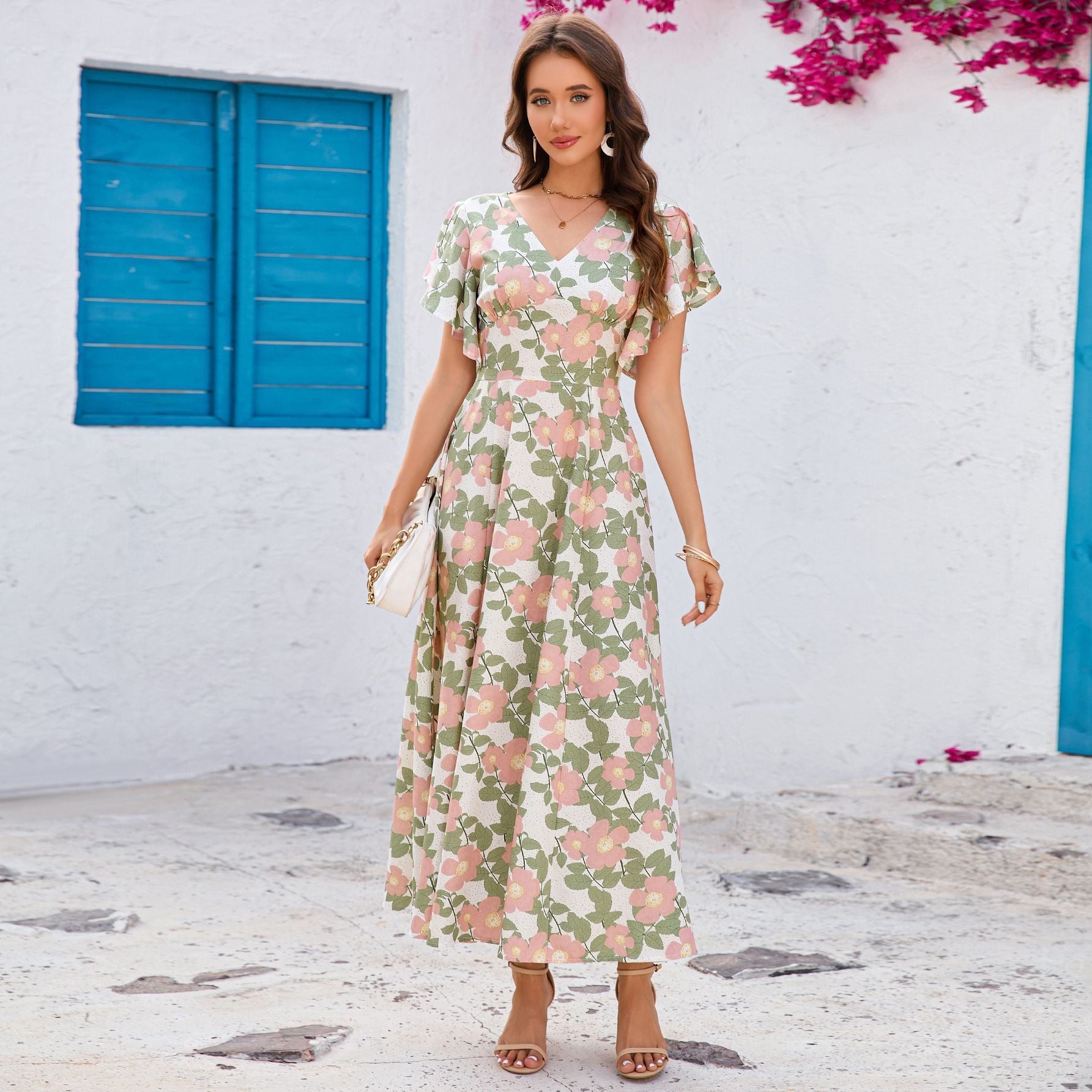 Damen Maxikleid mit Blumenmuster R&B