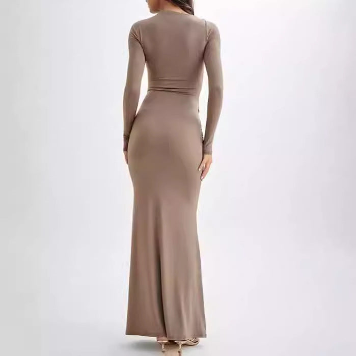 Damen Elegantes Maxikleid mit dekorativer Drapierung R&B