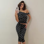 Damen sexy Polka-Dot Oberteil und Leggings Set R&B