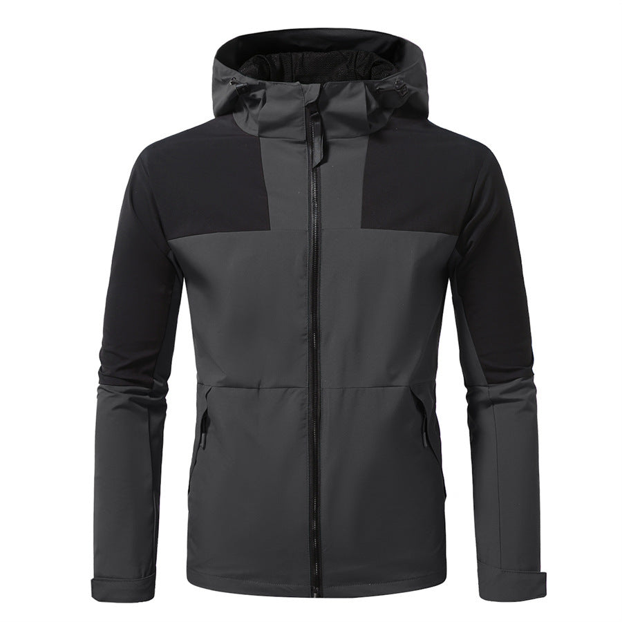 Herren funktionale Outdoor-Jacke mit verstellbarem Kapuzenbereich R&B