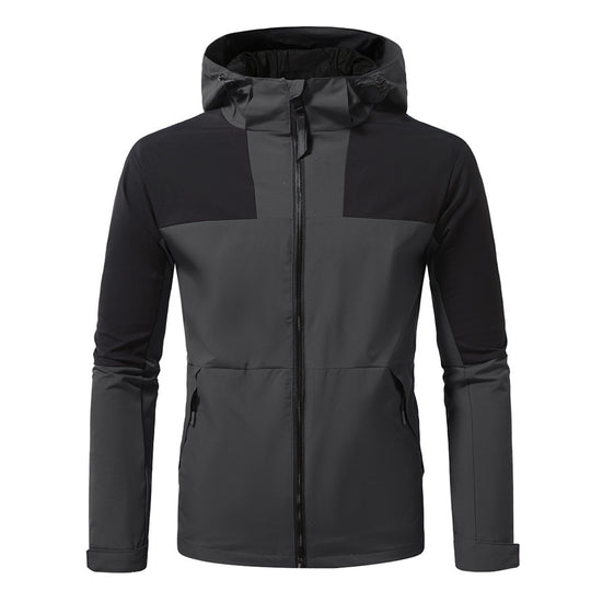 Herren funktionale Outdoor-Jacke mit verstellbarem Kapuzenbereich R&B