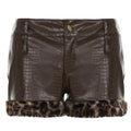 Damen Leder-Shorts mit Leopardenbesatz R&B