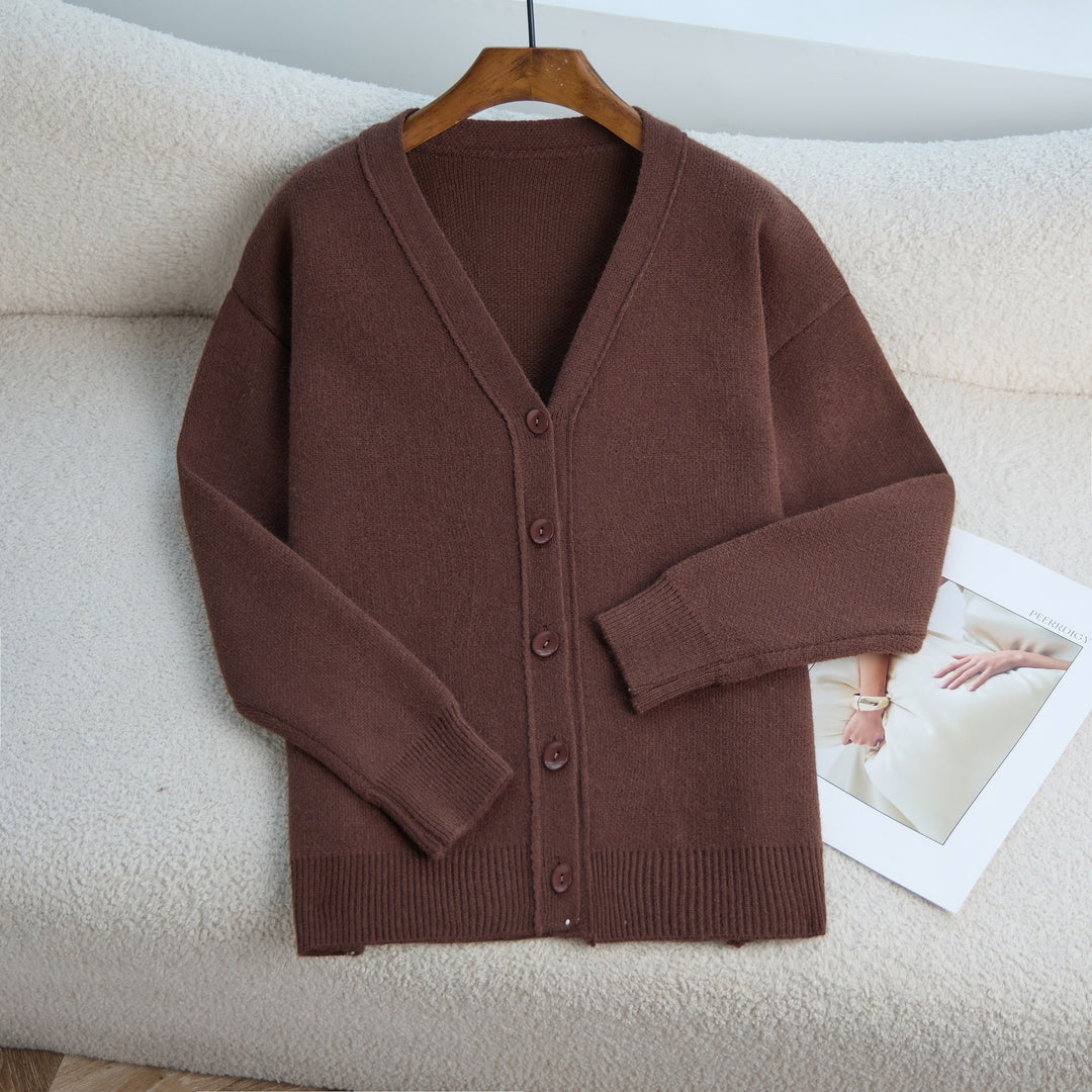 Damen Strick-Cardigan mit V-Ausschnitt und feiner Knopfleiste R&B
