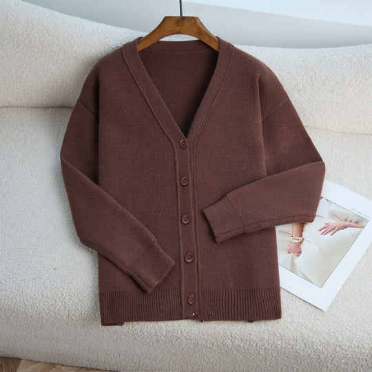 Damen Strick-Cardigan mit V-Ausschnitt und feiner Knopfleiste R&B