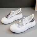 Damen modische Slip-On Sneakers mit glitzerndem Obermaterial und bequemer Sohle R&B