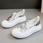 Damen modische Slip-On Sneakers mit glitzerndem Obermaterial und bequemer Sohle R&B