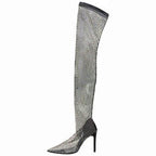 Damen Glitzernde Stiefeletten mit schmalem Absatz und elegantem Netzdesign R&B