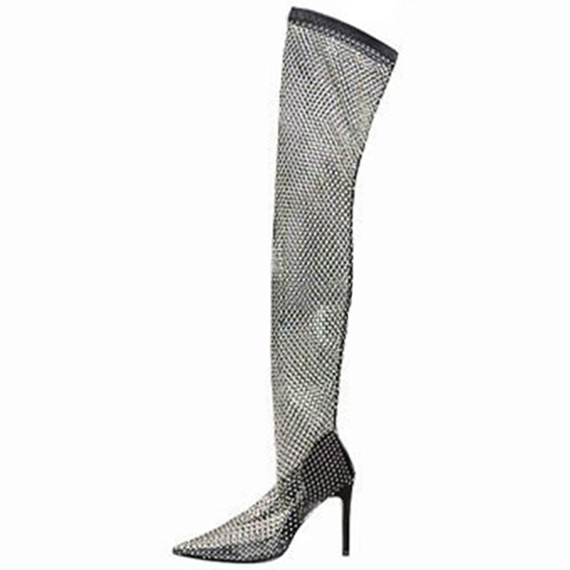 Damen Glitzernde Stiefeletten mit schmalem Absatz und elegantem Netzdesign R&B