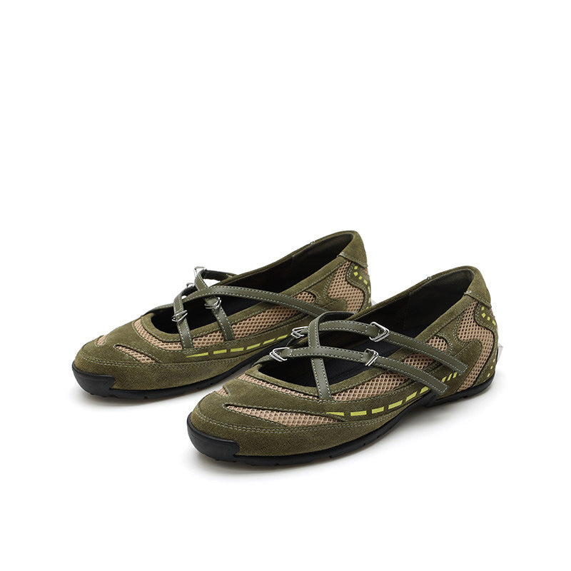 Damen Freizeit-Ballerinas mit atmungsaktivem Obermaterial und flexiblem Riemchen R&B
