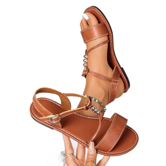 Damen modische Riemchen-Sandalen mit dekorativen Akzenten R&B